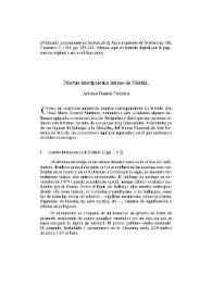 Nuevas inscripciones latinas de Mérida / Antonio Blanco Freijeiro | Biblioteca Virtual Miguel de Cervantes