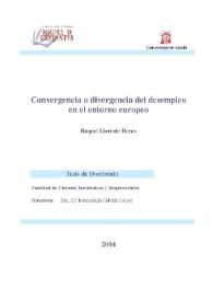 Convergencia o divergencia del desempleo en el entorno europeo / Raquel Llorente Heras | Biblioteca Virtual Miguel de Cervantes