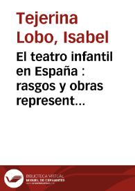 El teatro infantil en España : rasgos y obras representativas / Isabel Tejerina Lobo | Biblioteca Virtual Miguel de Cervantes