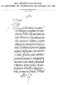 Del archivo villenense. Un registro de escrituras realizado en 1593 / José María Soler García | Biblioteca Virtual Miguel de Cervantes