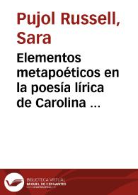Elementos metapoéticos en la poesía lírica de Carolina Coronado / Sara Pujol Russell | Biblioteca Virtual Miguel de Cervantes