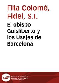 El obispo Guisliberto y los Usajes de Barcelona | Biblioteca Virtual Miguel de Cervantes