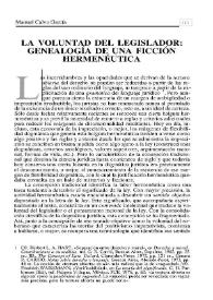 La volutad del legislador: Genealogía de una ficción hermenéutica | Biblioteca Virtual Miguel de Cervantes