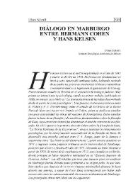 Portada:Diálogo en Marburgo entre Hermann Cohen y Hans Kelsen