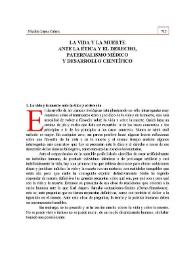 La vida y la muerte ante la ética y el Derecho. Paternalismo médico y desarrollo científico | Biblioteca Virtual Miguel de Cervantes