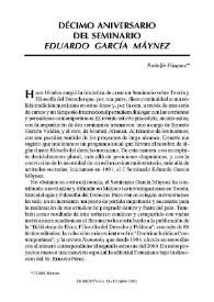 Décimo Aniversario del Seminario de Eduardo García Máynez / Rodolfo Vázquez | Biblioteca Virtual Miguel de Cervantes