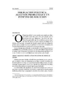 Obligación política: algunos problemas y un intento de solución / Rex Martin; traducción de Josep Aguiló Regla | Biblioteca Virtual Miguel de Cervantes