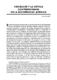 Heidegger y la crítica contemporánea de la modernidad jurídica / Eric Herrán | Biblioteca Virtual Miguel de Cervantes