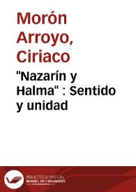 "Nazarín y Halma" : Sentido y unidad / Ciriaco Morón Arroyo | Biblioteca Virtual Miguel de Cervantes