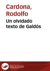 Un olvidado texto de Galdós | Biblioteca Virtual Miguel de Cervantes