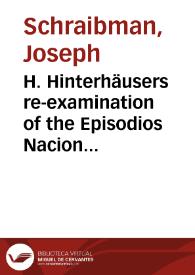 H. Hinterhäusers re-examination of the Episodios Nacionales | Biblioteca Virtual Miguel de Cervantes
