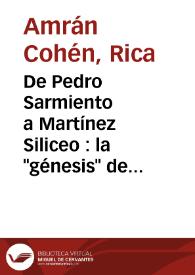 De Pedro Sarmiento a Martínez Siliceo : la "génesis" de los estatutos de limpieza de sangre / Rica Amrán | Biblioteca Virtual Miguel de Cervantes
