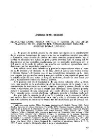 Portada:Relaciones entre teoría poética y teoría de las artes plásticas en el ámbito del vanguardismo español: algunas notas (1909-1931) / Andrés Soria Olmedo