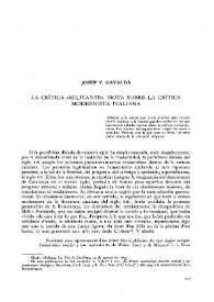 La crítica "militante". Nota sobre la crítica modernista italiana / Josep V. Gavaldá | Biblioteca Virtual Miguel de Cervantes