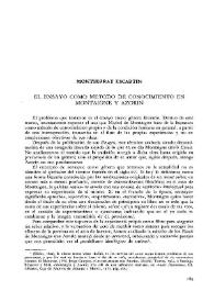 El ensayo como método de conocimiento en Montaigne y Azorín / Montserrat Escartín | Biblioteca Virtual Miguel de Cervantes