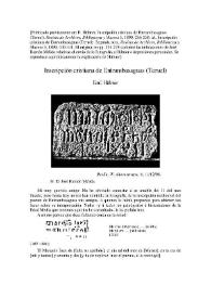 Inscripción cristiana de Entrambasaguas (Teruel) / Emil Hübner | Biblioteca Virtual Miguel de Cervantes