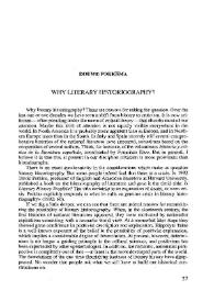 Why literary historiography? / Douwe Fokkema | Biblioteca Virtual Miguel de Cervantes
