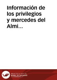 Información de los privilegios y mercedes del Almirante | Biblioteca Virtual Miguel de Cervantes