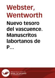 Nuevo tesoro del vascuence. Manuscritos labortanos de Pedro de Urte / Wentworth Webster | Biblioteca Virtual Miguel de Cervantes