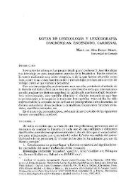 Notas de lexicología y lexicografía diacrónicas: encendido, cardenal | Biblioteca Virtual Miguel de Cervantes