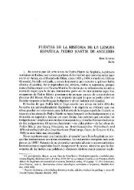 Fuentes de la historia de la lengua española: Pedro Mártir de Anglería / Jens Lüdtke | Biblioteca Virtual Miguel de Cervantes