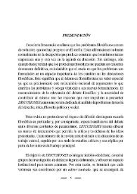 Presentación [Discusiones, núm. 5 (2005)] | Biblioteca Virtual Miguel de Cervantes