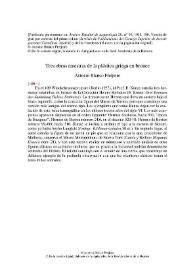 Tres obras maestras de la plástica griega en bronce / Antonio Blanco Freijeiro | Biblioteca Virtual Miguel de Cervantes