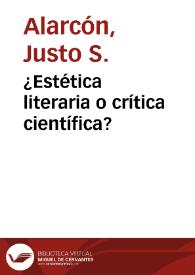 ¿Estética literaria o crítica científica? | Biblioteca Virtual Miguel de Cervantes