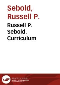 Russell P. Sebold. Curriculum | Biblioteca Virtual Miguel de Cervantes