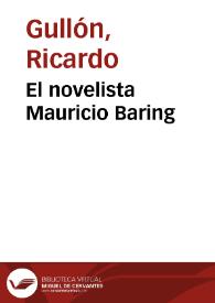 El novelista Mauricio Baring / Ricardo Gullón | Biblioteca Virtual Miguel de Cervantes