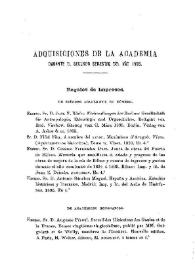 Adquisiciones de la Academia durante el segundo semestre del año 1895 | Biblioteca Virtual Miguel de Cervantes