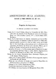 Adquisiciones de la Academia durante el primer semestre del año 1897 | Biblioteca Virtual Miguel de Cervantes