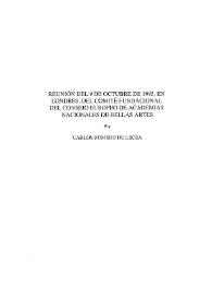 Reunión del 9 de octubre de 1995, en Londres, del Comité Fundacional del Consejo Europeo de Academias Nacionales de Bellas Artes / Carlos Romero de Lecea | Biblioteca Virtual Miguel de Cervantes
