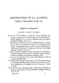 Adquisiciones de la Academia durante el primer semestre del año 1898 | Biblioteca Virtual Miguel de Cervantes