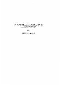 La Academia y la enseñanza de la Arquitectura / Juan Cano Lasso | Biblioteca Virtual Miguel de Cervantes