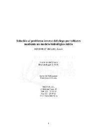 Solución al problema inverso del riego por tablares mediante un modelo hidrológico mixto / Joaquín Monserrat Viscarri | Biblioteca Virtual Miguel de Cervantes