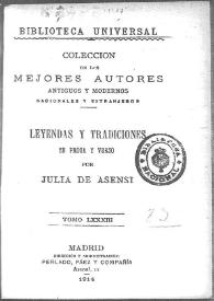 Leyendas y tradiciones : en prosa y verso / por Julia de Asensi | Biblioteca Virtual Miguel de Cervantes