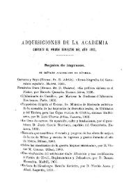 Adquisiciones de la Academia durante el primer semestre del año 1902 | Biblioteca Virtual Miguel de Cervantes