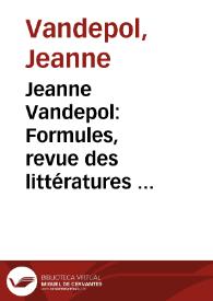 Portada:Jeanne Vandepol: Formules, revue des littératures à contraintes / Jeanne Vandepol
