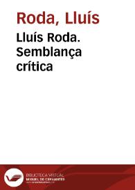 Lluís Roda. Semblança crítica | Biblioteca Virtual Miguel de Cervantes