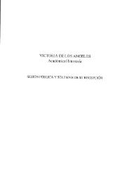 Victoria de los Ángeles, Académica Honoraria: Sesión pública y solemne de su recepción / Antonio Fernández-Cid | Biblioteca Virtual Miguel de Cervantes