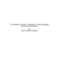 El álbum de Vicente Camarón y otros dibujos españoles inéditos / por José Manuel Arnaiz | Biblioteca Virtual Miguel de Cervantes