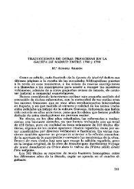 Traducciones de obras francesas en la "Gaceta de Madrid" entre 1790 y 1799 / M.ª Aurora Aragón | Biblioteca Virtual Miguel de Cervantes