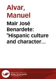 Mair José Benardete: "Hispanic culture and character of the Sephardic Jews". Hispanic Institute in the United States. New York, 1952, 186 págs. in 4º | Biblioteca Virtual Miguel de Cervantes