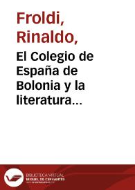 El Colegio de España y la literatura española / Rinaldo Froldi | Biblioteca Virtual Miguel de Cervantes