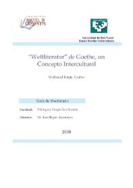 "Weltliteratur" de Goethe, un concepto intercultural / Waltraud Kirste Teuber | Biblioteca Virtual Miguel de Cervantes