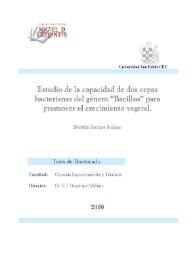 Estudio de la capacidad de dos cepas bacterianas del género "Bacillus" para promover el crecimiento vegetal / Beatriz Ramos Solano | Biblioteca Virtual Miguel de Cervantes