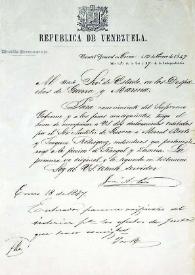[Carta de José Antonio Páez al Sr. Secretario del Estado, en los Despachos de Guerra y Marina, 13 de enero de 1847] | Biblioteca Virtual Miguel de Cervantes