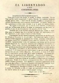 El Libertador a los colombianos [Bogotá, 20 de enero de 1830] | Biblioteca Virtual Miguel de Cervantes