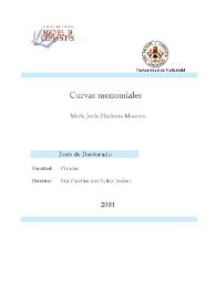 Curvas monomiales / M.ª Jesús Pisabarro Manteca | Biblioteca Virtual Miguel de Cervantes